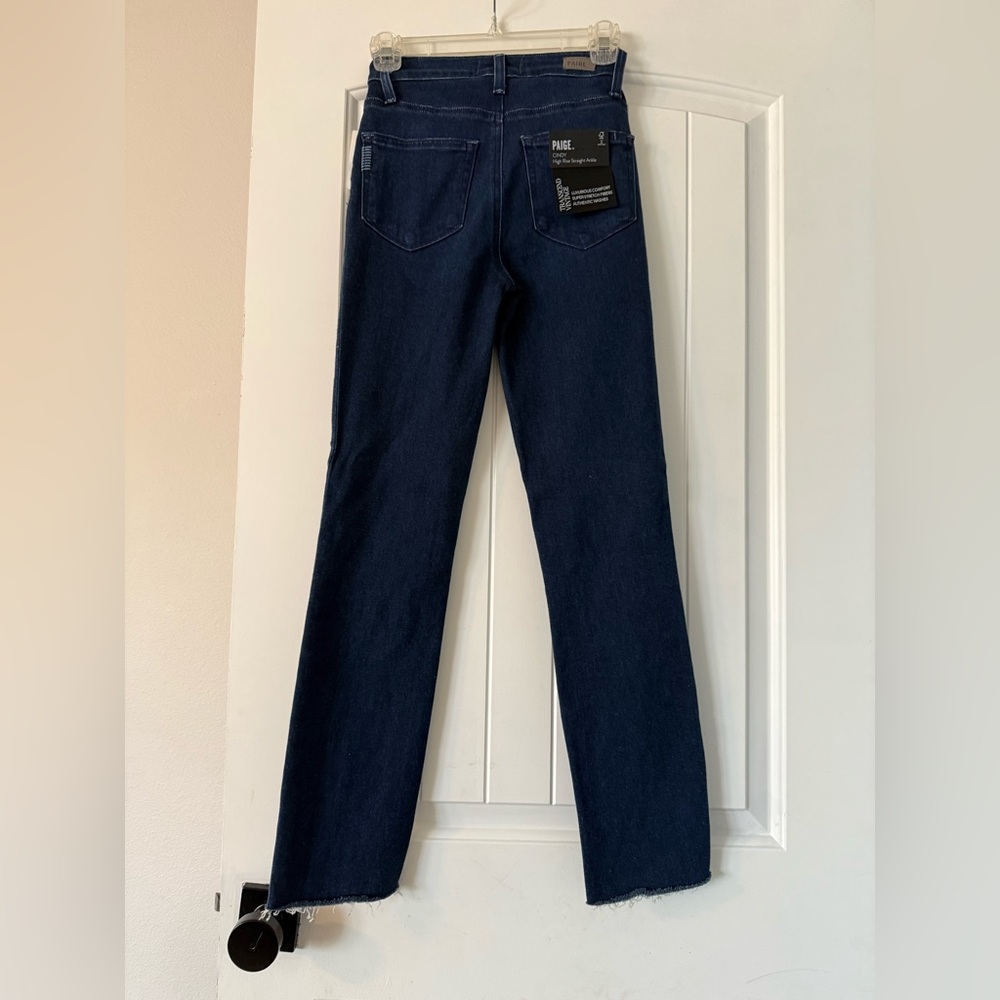 PAIGE Dark Blue Straight Leg Jeans - Picture 3 of 6